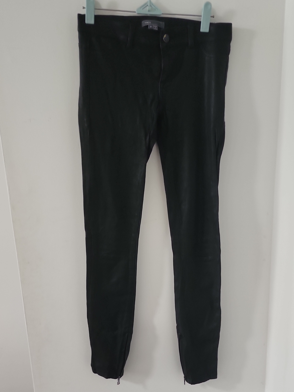 Vince Black Leather Skinny Pants – Women's Size 2 – Ankle Zip